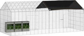 vidaXL Κλουβί Κουνελιού Ασημί 200 x 78 x 78 εκ. Επικαλυμμένος Χάλυβας