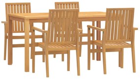vidaXL Σετ Τραπεζαρίας Κήπου 5 Τεμαχίων από Μασίφ Ξύλο Teak