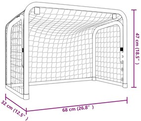 vidaXL Τέρμα Χόκεϊ με Δίχτυ Κόκκινο/Λευκό 68x32x47 εκ. Ατσάλι/Πολυεστ.