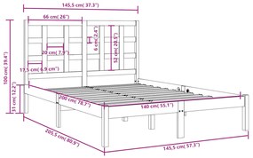 vidaXL Πλαίσιο Κρεβατιού Λευκό 140 x 200 εκ. από Μασίφ Ξύλο