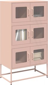 vidaXL Highboard Ροζ 68x39x123 cm Ατσάλι