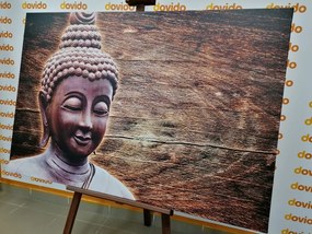 Εικόνα του αγάλματος του Βούδα σε ξύλινο φόντο - 90x60