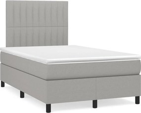 vidaXL Κρεβάτι Boxspring με Στρώμα Ανοιχτό Γκρι 120x190 εκ. Υφασμάτινο