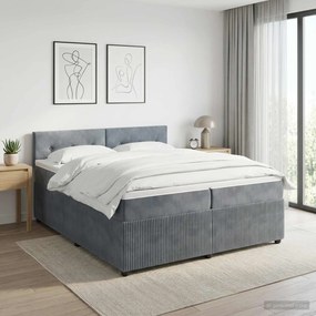 vidaXL Κρεβάτι box spring με στρώμα Σκούρο Γκρι 200 x 200 cm Βελούδο