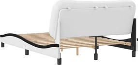 vidaXL Πλαίσιο κρεβατιού χωρίς Στρώμα Hvar Λευκό/Μαύρο 120x200εκ Συνθ. Δέρμα