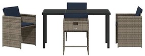 vidaXL Σέτ φαγητού για κήπο με μαξιλάρι 5 pcs Γκρι συνθετικό ρατάν