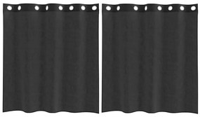 vidaXL Κουρτίνες Voile με ροδέλες 2 τεμάχια Μαύρο 140x140 εκ.