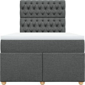 vidaXL Κρεβάτι Boxspring με Στρώμα Σκούρο Γκρι 120x190 εκ Υφασμάτινο