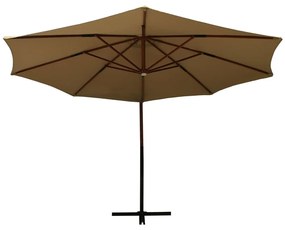 Ομπρέλα Κρεμαστή με Ξύλινο Ιστό Taupe 350 εκ. - Μπεζ-Γκρι