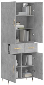vidaXL Ντουλάπι Γκρι Σκυροδέματος 69,5x34x180 εκ. Επεξεργασμένο Ξύλο