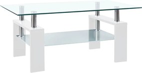 vidaXL Τραπεζάκι Σαλονιού Λευκό και Διαφανές 95x55x40 εκ. Ψημένο Γυαλί