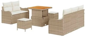 vidaXL Σετ Καναπέ Κήπου Ρυθμιζόμενο ύψος 8 pcs Μπεζ συνθετικό ρατάν