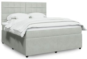 vidaXL Κρεβάτι Boxspring με Στρώμα Ανοιχτό Γκρι 180x200 εκ. Βελούδινο