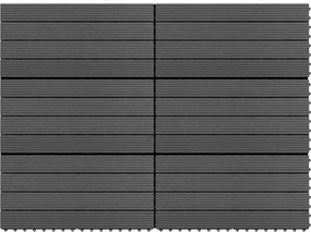 vidaXL Πλάκα Κατασκευής 6 pcs Μαύρο 60 x 30 cm WPC