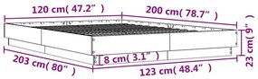 Πλαίσιο Κρεβατιού Καπνιστή Δρυς 120x200 εκ. Επεξεργασμένο Ξύλο - Καφέ