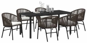 vidaXL Σέτ φαγητού για κήπο 7 pcs Καφέ Χάλυβας με επίστρωση πούδρας