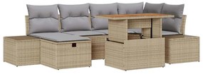 vidaXL Σετ Καναπέ Κήπου 7 pcs Μπεζ συνθετικό ρατάν