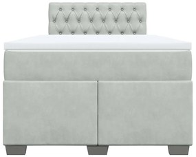 vidaXL Κρεβάτι Boxspring με Στρώμα Ανοιχτό Γκρι 120x190 εκ. Βελούδινο