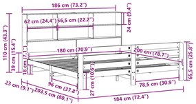 Σκελετός Κρεβατιού Χωρίς Στρώμα 180x200 εκ Μασίφ Ξύλο Πεύκου - Καφέ