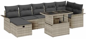 vidaXL Σετ Καναπέ Κήπου με μαξιλάρι 8 pcs Ανοιχτό γκρι Πολυ ράταν