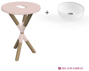 Scarabeo Cross 2501F0-9854 Antique Pink Πάγκος Με Νιπτήρα Glam Λευκό Ø33εκ.
