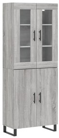 vidaXL Ντουλάπι Γκρι Sonoma 69,5 x 34 x 180 εκ. Επεξεργασμένο Ξύλο