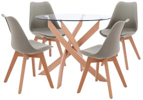 ΣΕΤ ΤΡΑΠΕΖΑΡΙΑΣ 5ΤΜΧ ΤΡΑΠΕΖΙ Φ90X74 & 4 ΚΑΡΕΚΛΕΣ ΓΚΡΙ FB911693.10 9996254