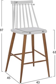 ΣΚΑΜΠΟ ΜΠΑΡ VANESSA HM9300.01 ΛΕΥΚΟ ΜΕΣΑΙΟΥ ΥΨΟΥΣ 43x45x97Υεκ.