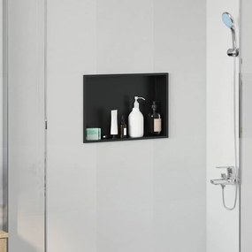 vidaXL Νίτσα Μπάνιου Μαύρο 45 x 30 x 9.5 εκ. Ανοξείδωτο ατσάλι
