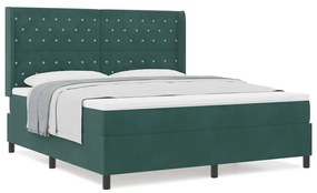 vidaXL Κρεβάτι με ελατήρια Σκούρο πράσινο 180 x 200 cm Βελούδο