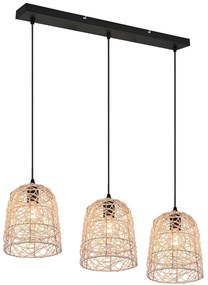 Φωτιστικό Οροφής - Ράγα Lovis R31143036 76x19x150cm 3xE27 40W Black-Natural RL Lighting