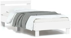 vidaXL Πλαίσιο Κρεβατιού με Κεφαλάρι και LED Λευκό 90 x 200 εκ.