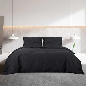 Σετ Παπλωματοθήκη vidaXL Μαύρο 220x240 εκ. Βαμβακερό
