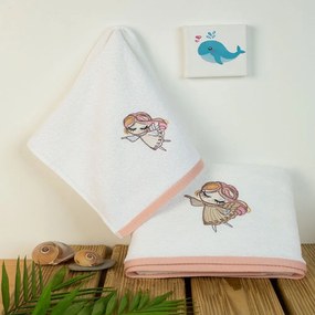 Πετσέτες Βρεφικές Με Κέντημα Little Angel 142 (Σετ 2τμχ) White DimCol Towels Set 70x140cm 100% Βαμβάκι