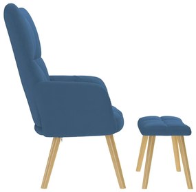 vidaXL Πολυθρόνα Relax Μπλε Υφασμάτινη με Υποπόδιο
