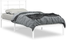 vidaXL Πλαίσιο Κρεβατιού με Κεφαλάρι Λευκό 90 x 190 εκ. Μεταλλικό