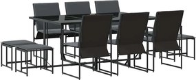 vidaXL Σέτ φαγητού για κήπο 11 pcs Μαύρο Ατσάλι