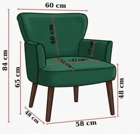 Stewehome πολυθρόνα από δέρμα με ξύλινα πόδια 60x60 cm