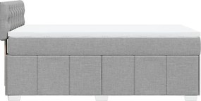 vidaXL Κρεβάτι Boxspring με Στρώμα Ανοιχτό Γκρι 90x200 εκ. Υφασμάτινο