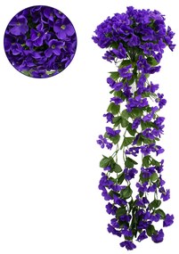 GloboStar® 78050 Τεχνητό Κρεμαστό Φυτό Διακοσμητικών Λουλουδιών με Μωβ Φλόξ M30 x Υ80 x Π30cm