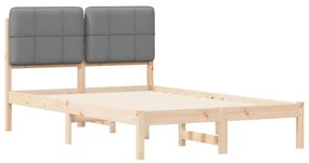 vidaXL Σκελετός Κρεβατιού με Επενδεδυμένο Κεφαλάρι Ανοιχτό γκρι