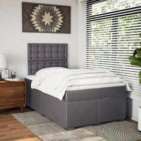 vidaXL Κρεβάτι Boxspring με Στρώμα Γκρι 120x200εκ. από Συνθετικό Δέρμα