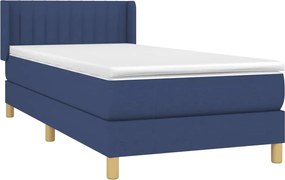 vidaXL Κρεβάτι Boxspring με Στρώμα Μπλε 90x200 εκ.Υφασμάτινο