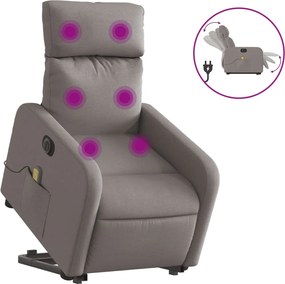 vidaXL Πολυθρόνα Μασάζ Ηλεκτρική Ανακλ.Taupe Υφασμάτινη