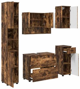 vidaXL Σετ Επίπλων Μπάνιου 5 pcs Καπνιστή δρυς 30 x 35 x 192 εκ.