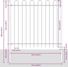 vidaXL Φράχτης Κήπου 2 pcs Λευκό 3,4 x 1,5 μ Ατσάλι με Πούδρα