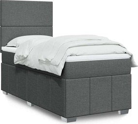vidaXL Κρεβάτι Boxspring με Στρώμα Σκούρο Γκρι 80x200 εκ. Υφασμάτινο