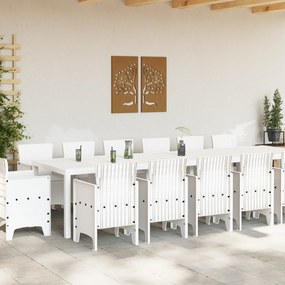 vidaXL Σετ Τραπεζαρίας Κήπου 15 Κομματιών με Μαξιλάρια Λευκό Συνθετικό Ρατάν