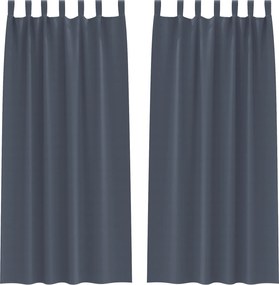 vidaXL Κουρτίνες Μαύρης Ύφανσης με Δαχτυλίδια 2 pcs Ανθρακί