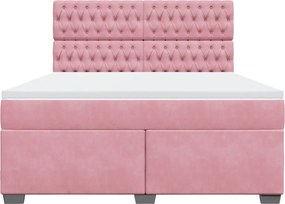 vidaXL Κρεβάτι Boxspring με Στρώμα Ροζ 180x200 εκ. Βελούδινο